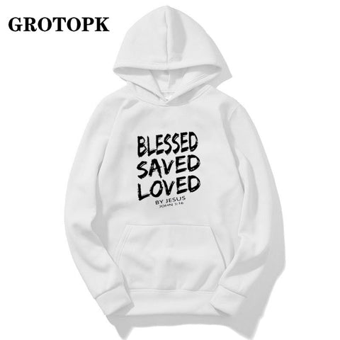 Christian Jesus Blessed Saved Loved Sweatshirt Hoodies Unisex Hoody