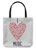 Tote Bag, Heart With Notes Musical Heart I Love Music