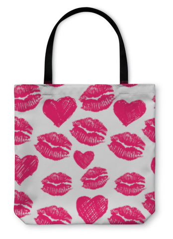 Tote Bag, Lipsticks Prints And Hearts