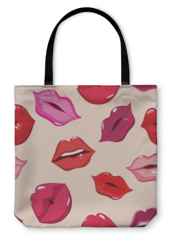 Tote Bag, Pattern Print Of Lips